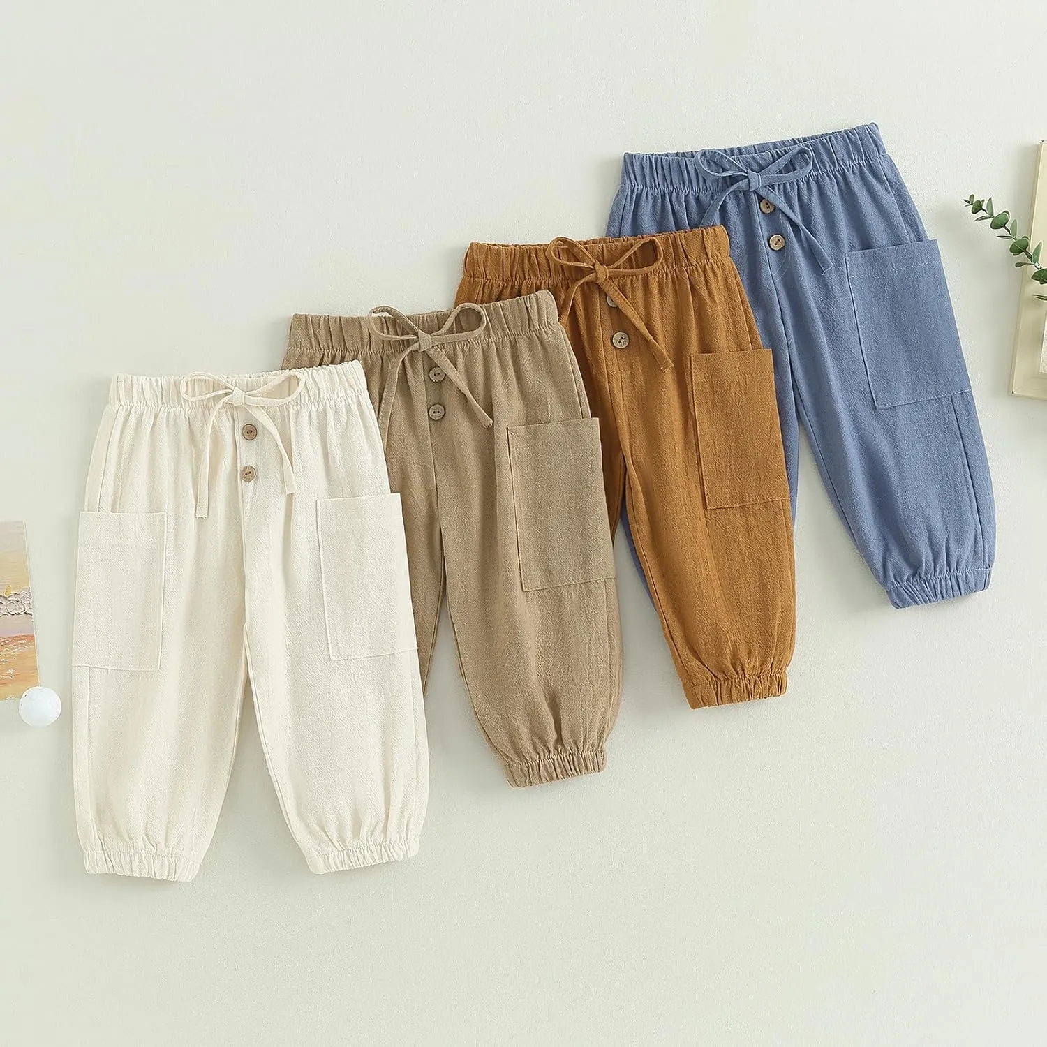 Toddler Baby Boy Girl Cotton Joggers Pants Hippie Harem Pants Cargo Infant Sweatpants Sweat Long Pants Fall Clothes