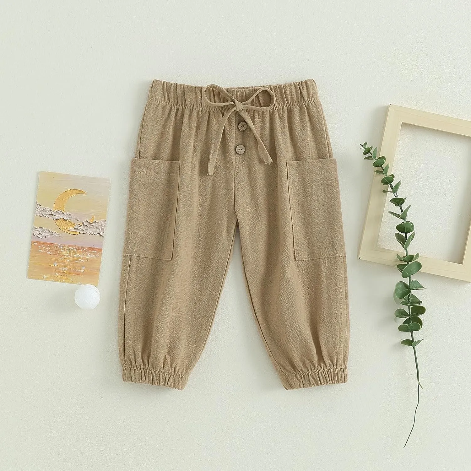 Toddler Baby Boy Girl Cotton Joggers Pants Hippie Harem Pants Cargo Infant Sweatpants Sweat Long Pants Fall Clothes
