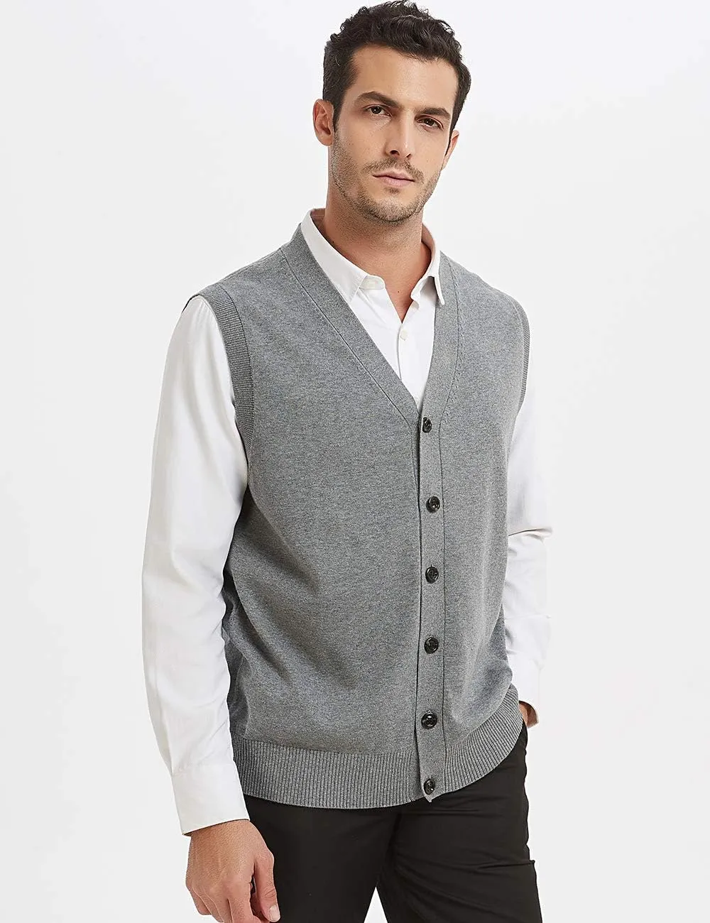 TopTie Mens Sweater Vest Solid Knitted Lightweight Thermal Cardigan