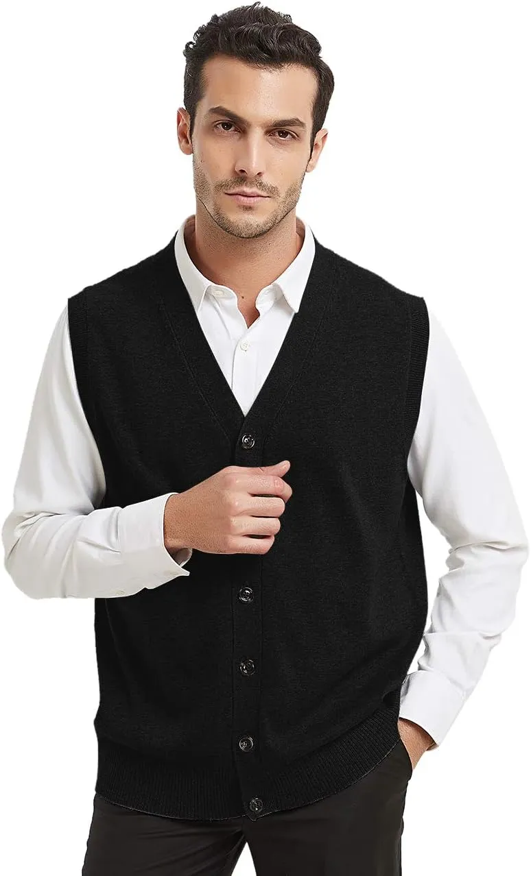 TopTie Mens Sweater Vest Solid Knitted Lightweight Thermal Cardigan