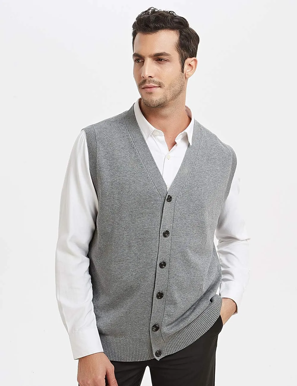 TopTie Mens Sweater Vest Solid Knitted Lightweight Thermal Cardigan