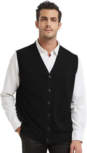 TopTie Mens Sweater Vest Solid Knitted Lightweight Thermal Cardigan