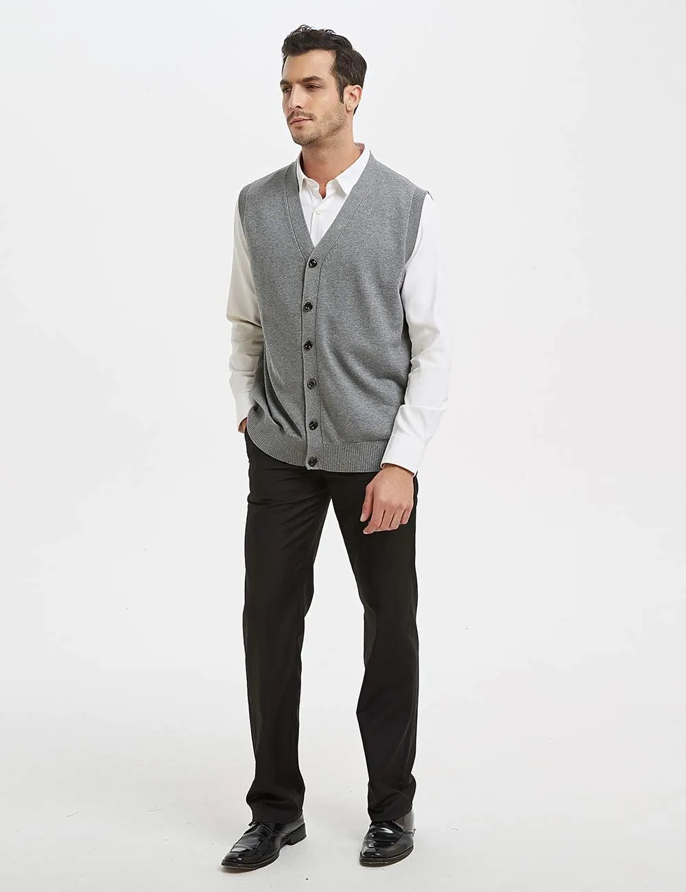 TopTie Mens Sweater Vest Solid Knitted Lightweight Thermal Cardigan