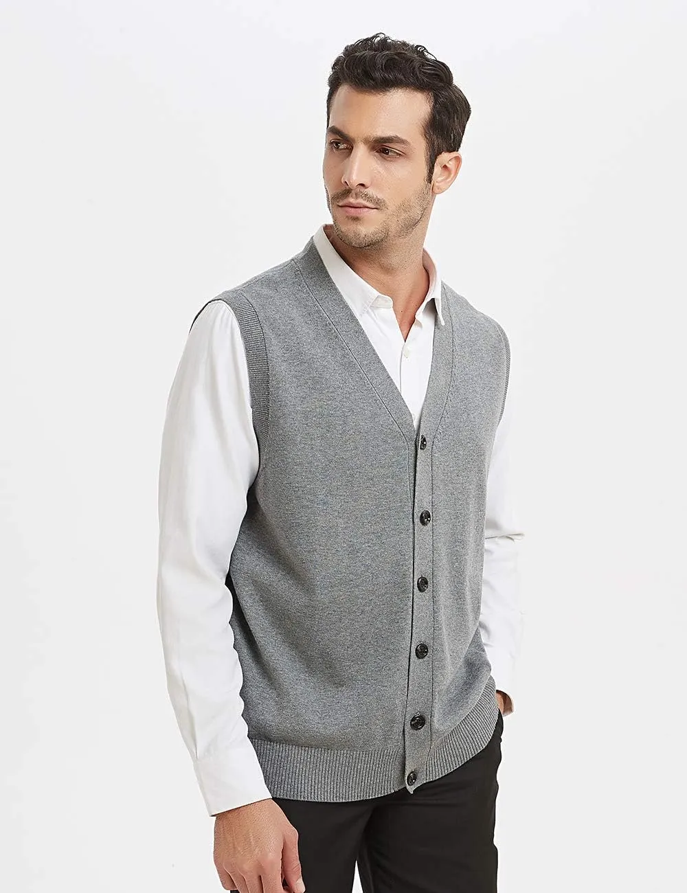 TopTie Mens Sweater Vest Solid Knitted Lightweight Thermal Cardigan