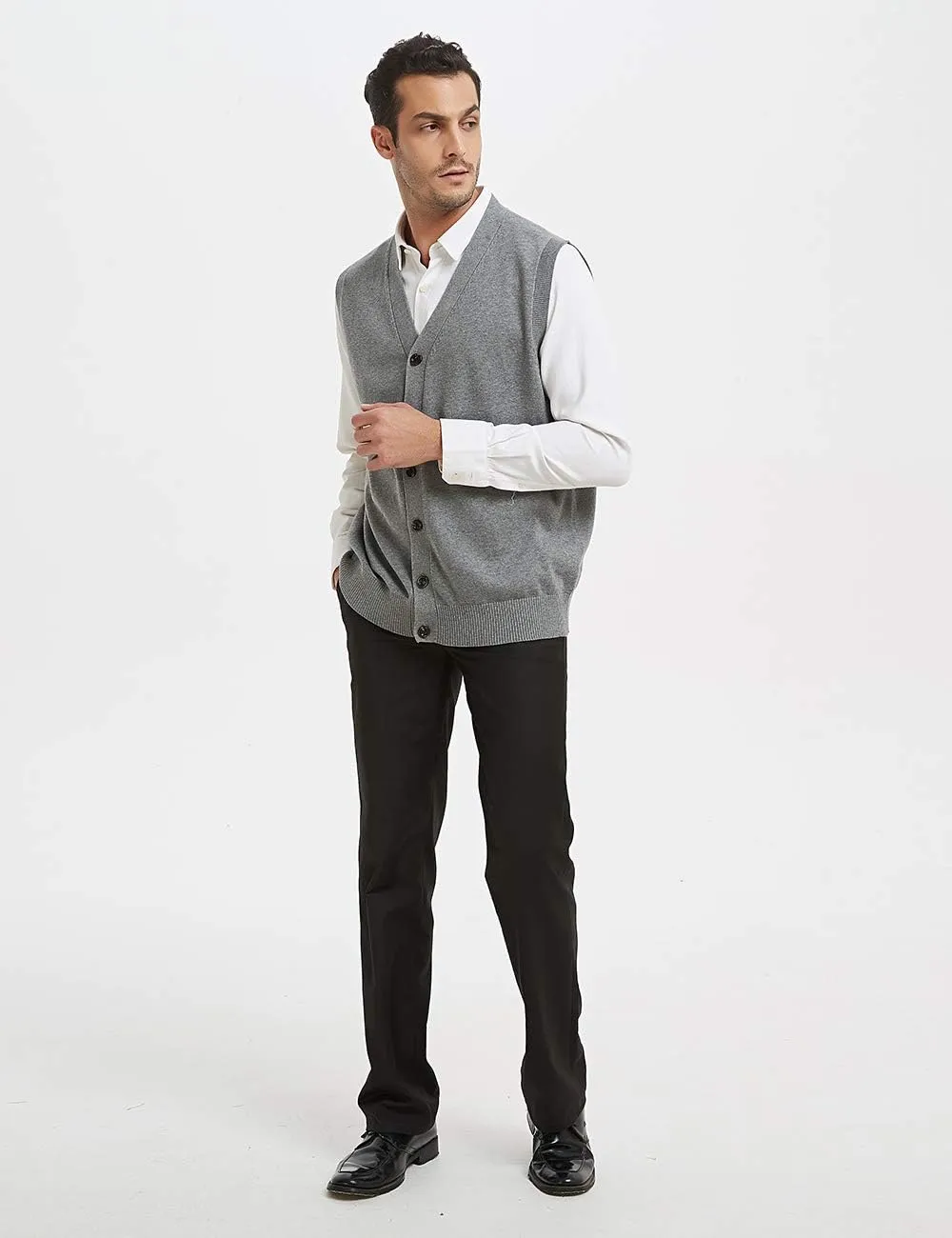 TopTie Mens Sweater Vest Solid Knitted Lightweight Thermal Cardigan