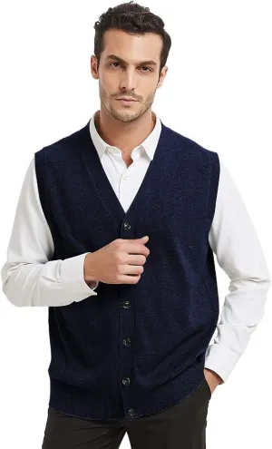 TopTie Mens Sweater Vest Solid Knitted Lightweight Thermal Cardigan