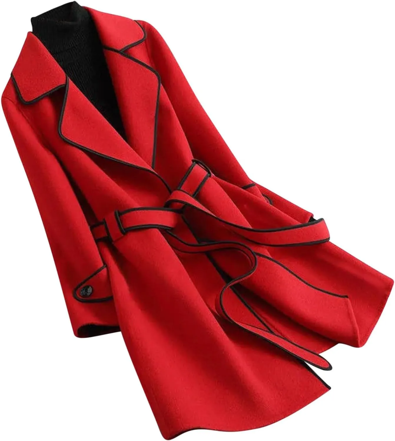 Trench Coat for Women 2023 Fashion Wool Blend Long Sleeve Lapel Open Front Overcoat with Pocket Coats Jackets