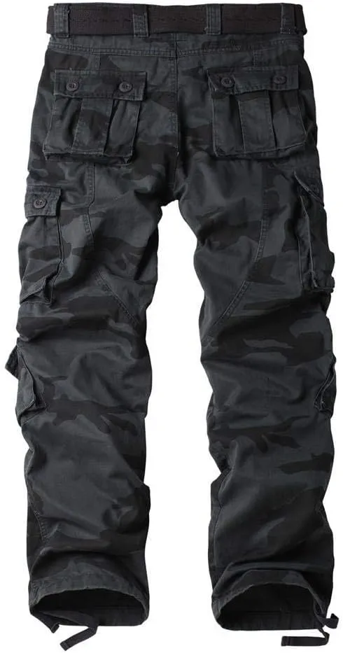 TRGPSG Men's Fleece Lined Hiking Pants, Winter Outdoor Cargo Pants, Work Ski Pants Casual Pants with 8 Pockets