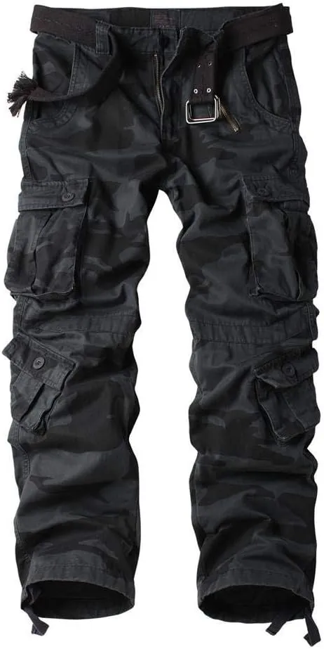 TRGPSG Men's Fleece Lined Hiking Pants, Winter Outdoor Cargo Pants, Work Ski Pants Casual Pants with 8 Pockets