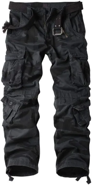 TRGPSG Men's Fleece Lined Hiking Pants, Winter Outdoor Cargo Pants, Work Ski Pants Casual Pants with 8 Pockets