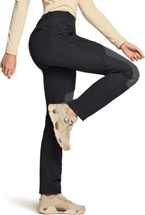 TSLA Women's Softshell Winter Snow Ski Pants, Fleece Lined Waterproof Hiking Pants, Insulated Work Outdoor Pants