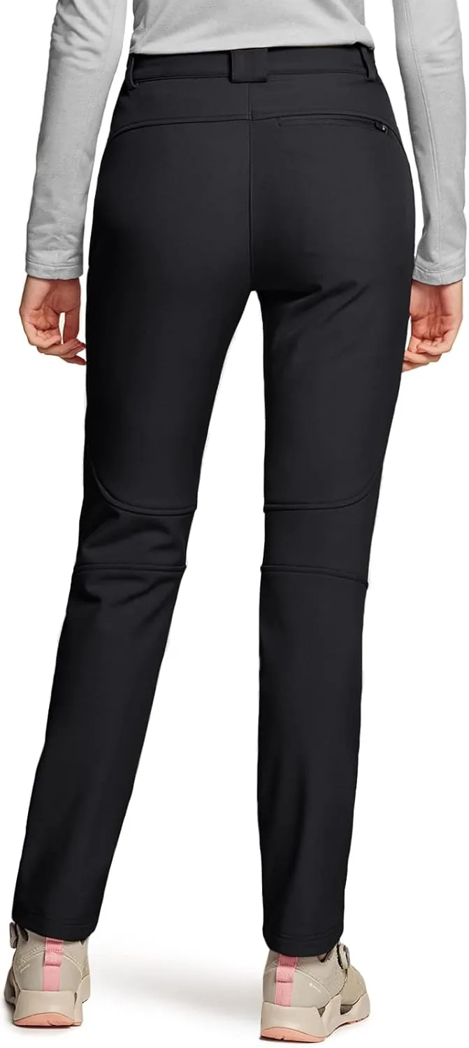 TSLA Women's Softshell Winter Snow Ski Pants, Fleece Lined Waterproof Hiking Pants, Insulated Work Outdoor Pants