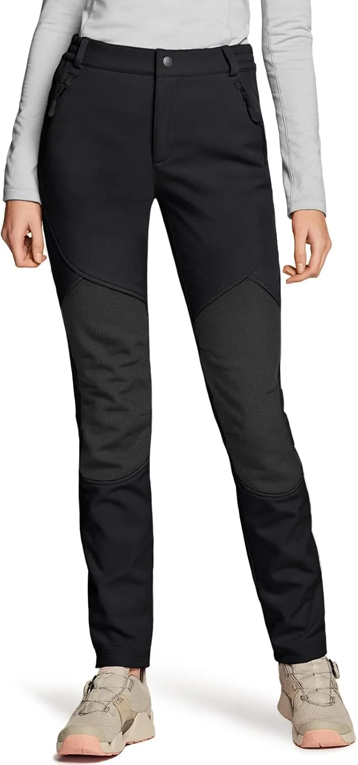 TSLA Women's Softshell Winter Snow Ski Pants, Fleece Lined Waterproof Hiking Pants, Insulated Work Outdoor Pants