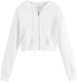 TUNUSKAT Womens Zip Up Hoodie Cropped Sweatshirts Fall Cute Crop Top Jacket Long Sleeve Light Workout Hoodies Gym Sweater