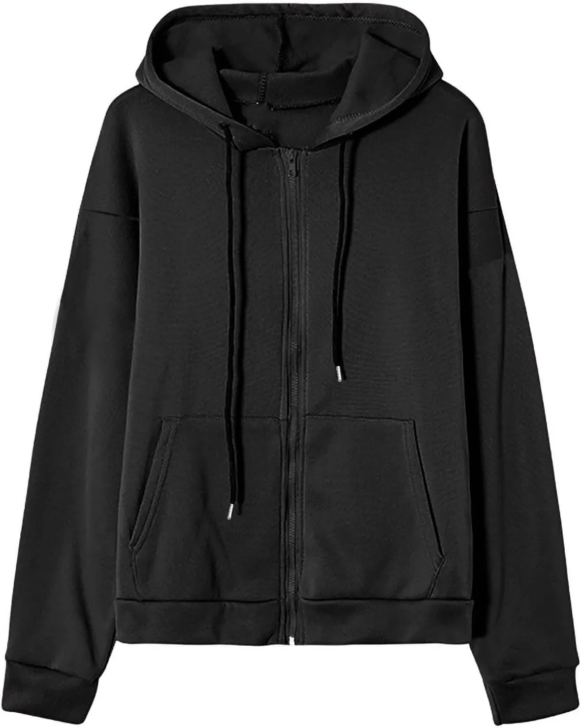 TUNUSKAT Womens Zip Up Hoodie Fall Oversized Sweatshirts Teen Girl Y2K Clothes Casual Drawstring Gym Jackets with Pockets