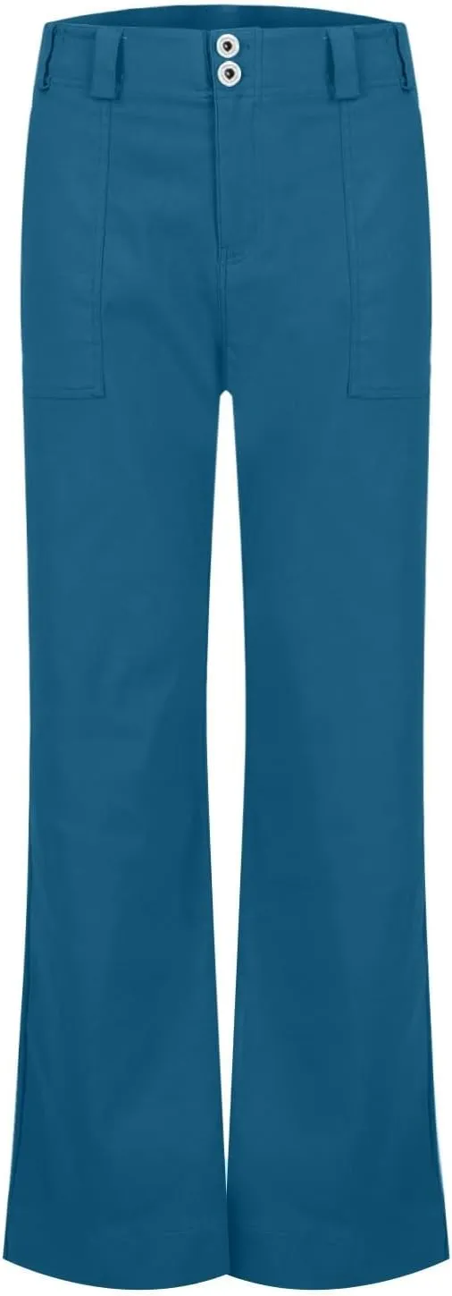 Twill Palazzo Pants for Women Casual Y2K Stretch High Waisted Chino Pants Slim Fit Wide Leg Dress Pants with Pockets