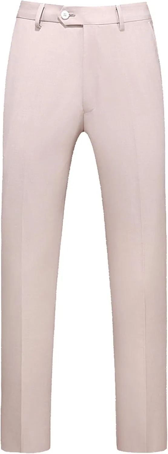 UNINUKOO Mens Dress Pants Slim Fit Solid Color Skinny Trousers Classic Business Casual Wedding Suit Pants