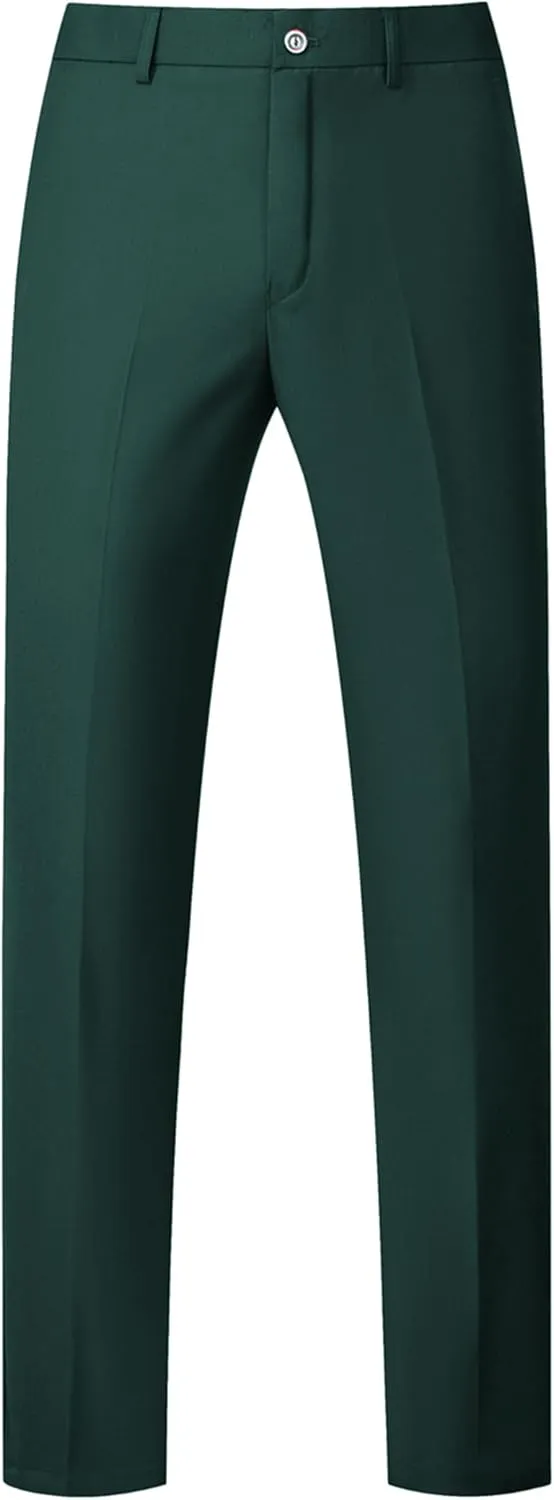 UNINUKOO Mens Dress Pants Slim Fit Solid Color Skinny Trousers Classic Business Casual Wedding Suit Pants