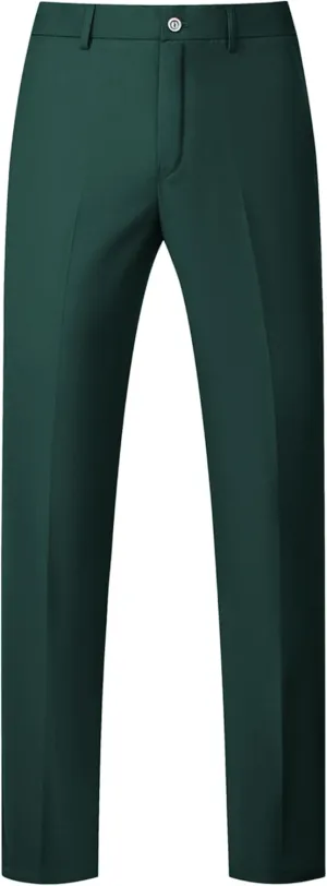 UNINUKOO Mens Dress Pants Slim Fit Solid Color Skinny Trousers Classic Business Casual Wedding Suit Pants