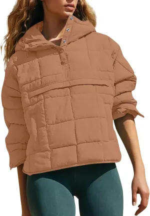 UOFOCO Womens Puffer Jacket with Hood Winter Packable Pullover Down Jackets Winter Quilted Jacket Coats for Women 2024