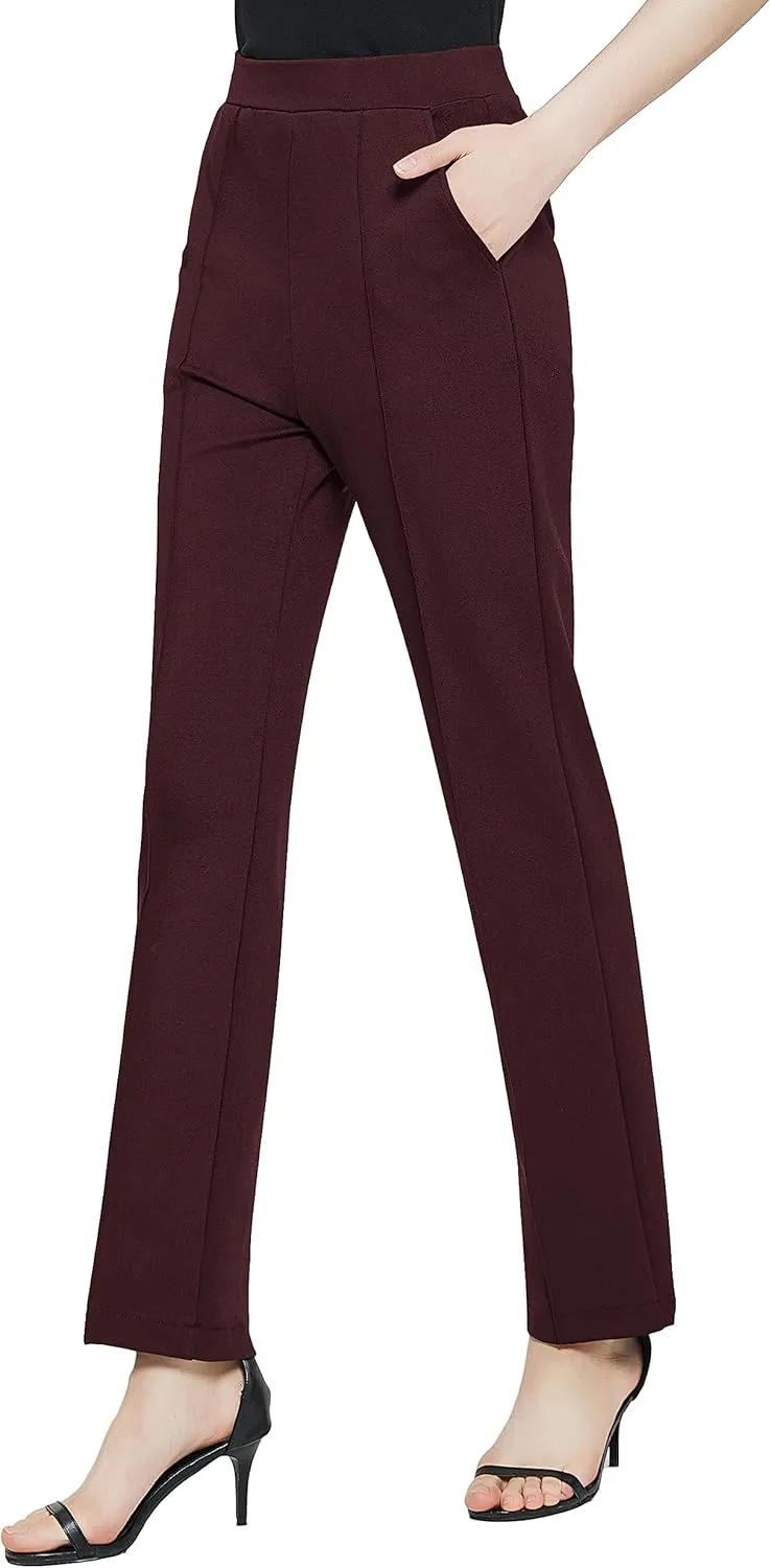 Urban CoCo Women's Yoga Dress Pants Stretchy Casual Slacks Straight Leg Work Pants with Pockets