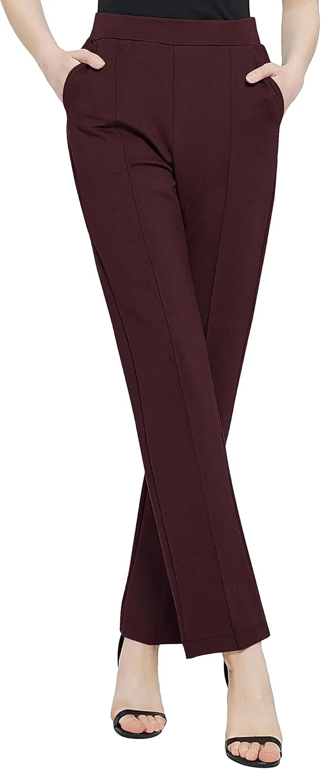 Urban CoCo Women's Yoga Dress Pants Stretchy Casual Slacks Straight Leg Work Pants with Pockets