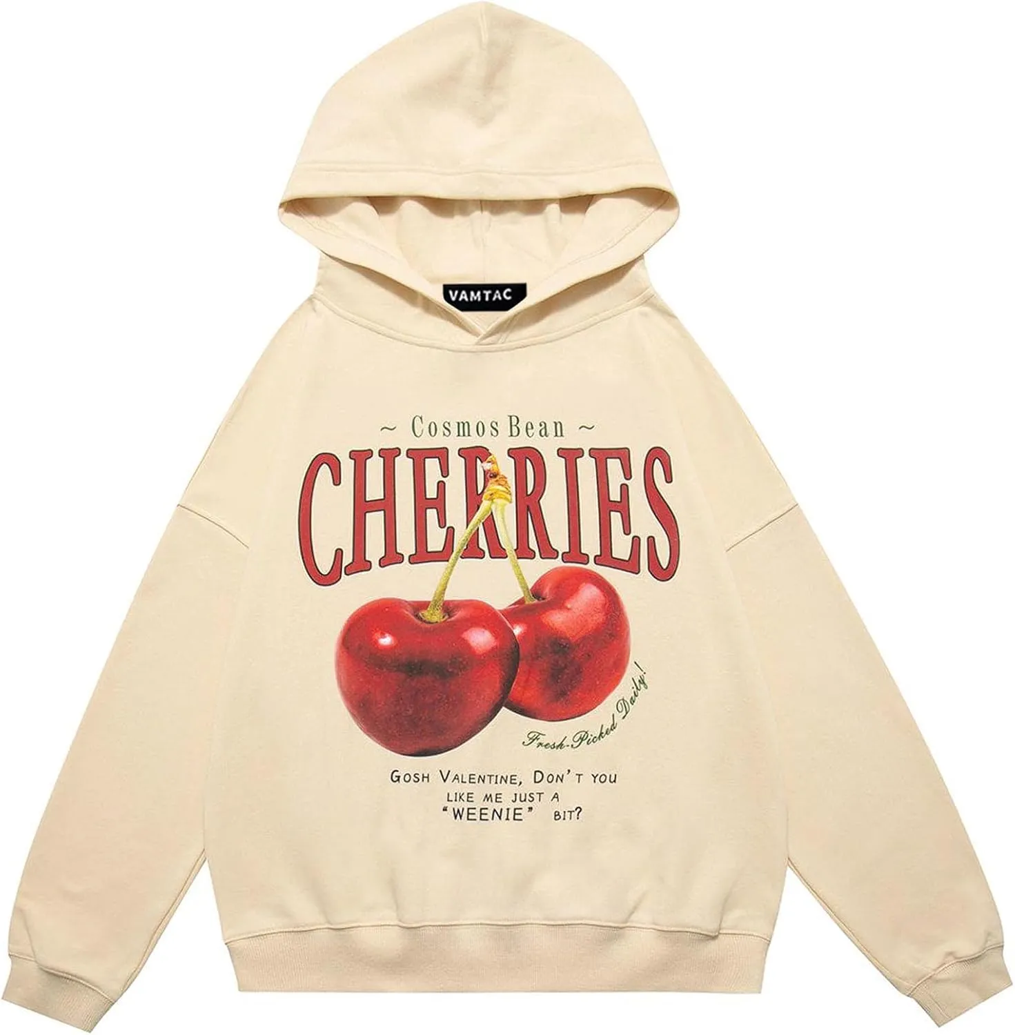 Vamtac Oversized Hoodie Cute Y2k Hoodies Cherry Graphic Streetwear Sweatshirt Fashion Pullover Hooded Unisex