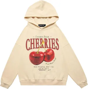 Vamtac Oversized Hoodie Cute Y2k Hoodies Cherry Graphic Streetwear Sweatshirt Fashion Pullover Hooded Unisex