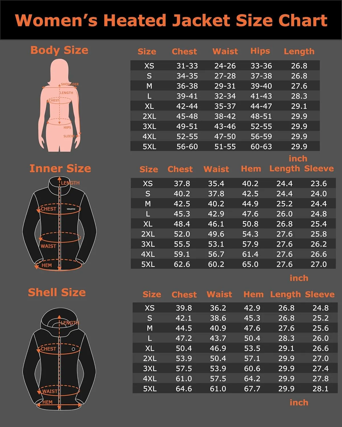 Venustas Women's 3-in-1 Heated Down Jacket, Electric Puffer Jacket with Battery, 90% Down Fill, Winter Snow Ski Heated Coat