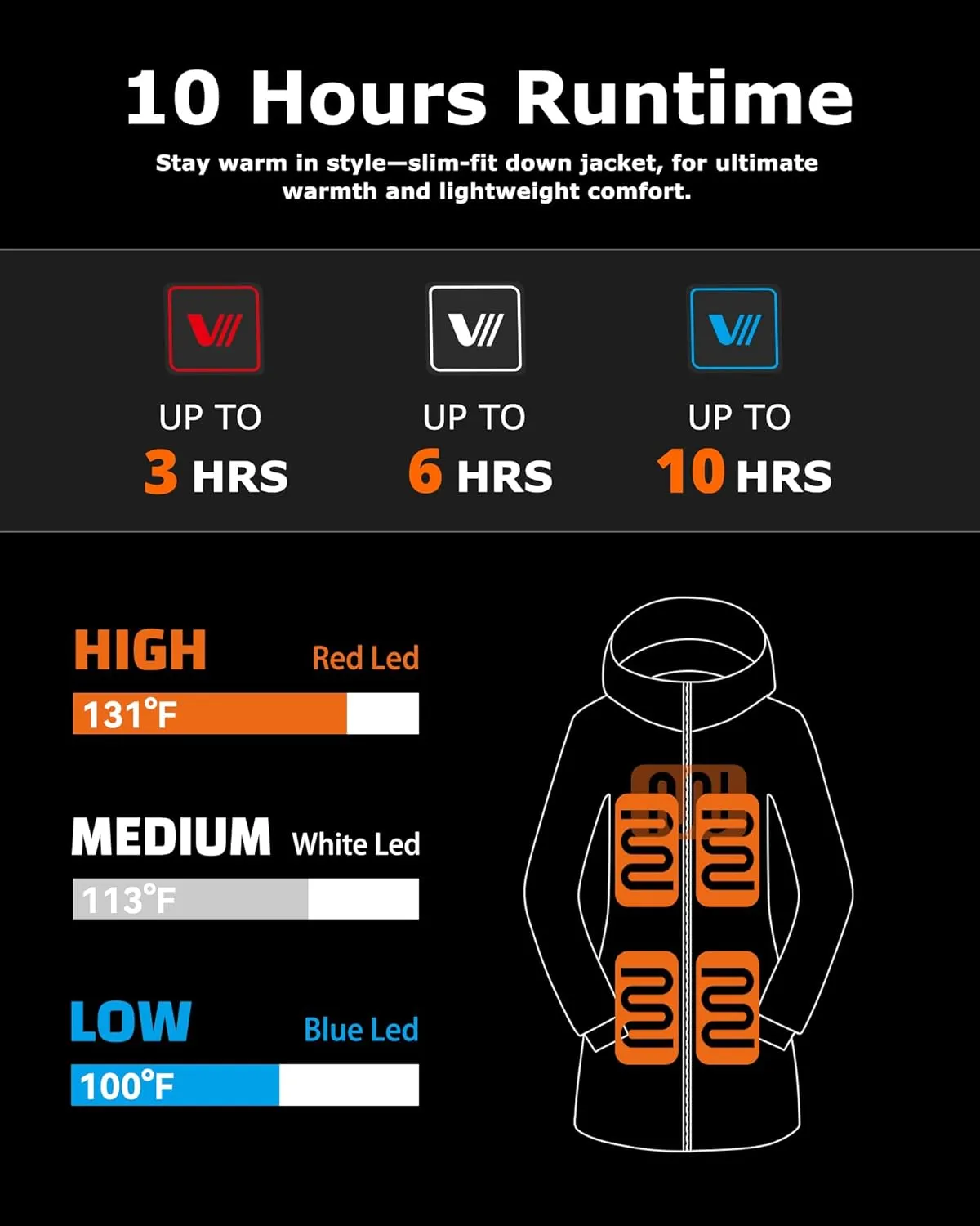 Venustas Women's Long Heated Down Jacket with Battery, Electric Puffer Jacket with 90% Duck Down For Outdoor Camping Skiing