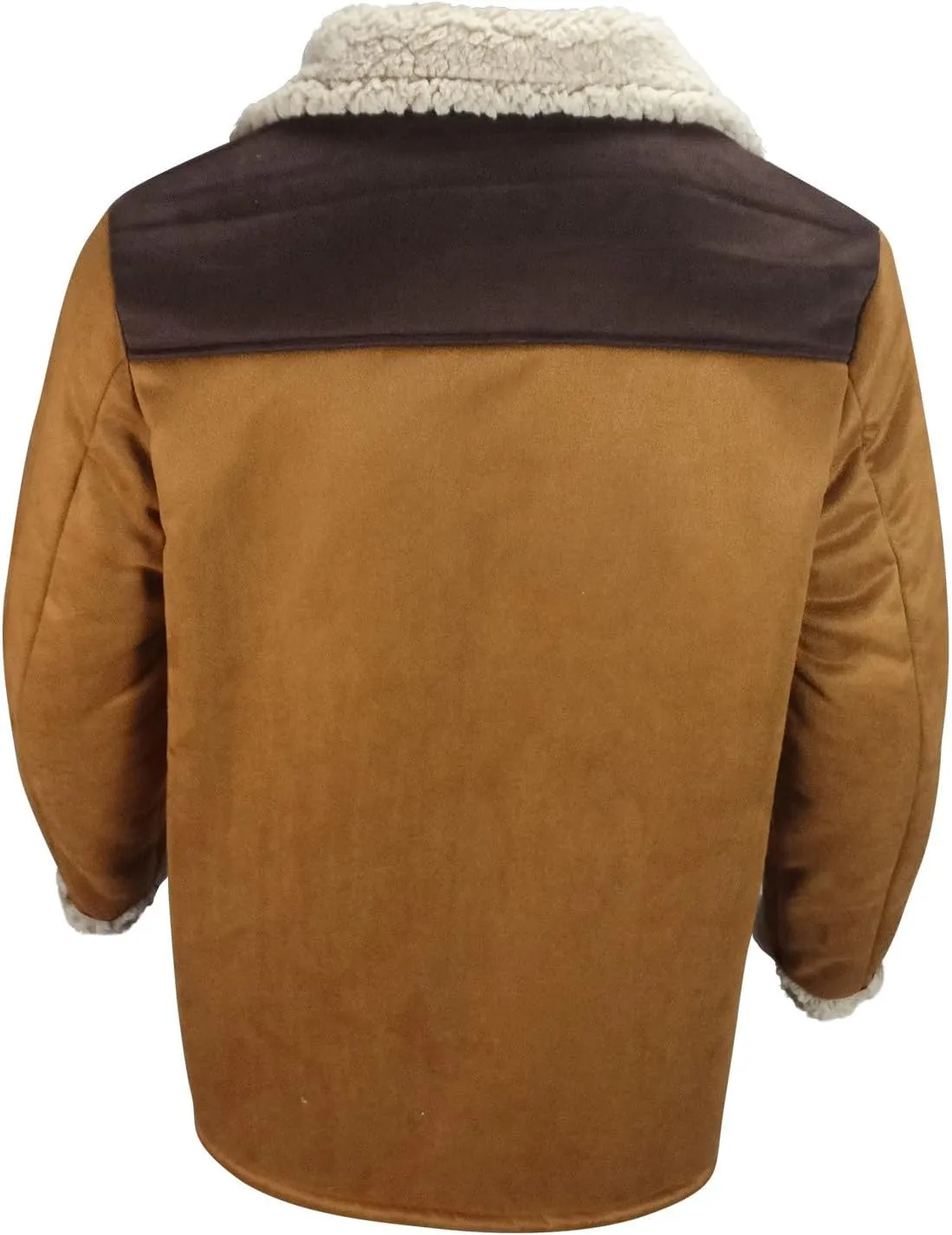 Vintage Suede Trench Coats Plush Reverse Collar Mens Outdoor Jacket Retro Warm Winter Sherpa Fleece Lined Outerwear