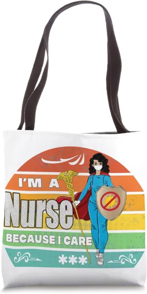 Vintage Wonder Nurse RN Superhero Distressed Nurse Tote Bag