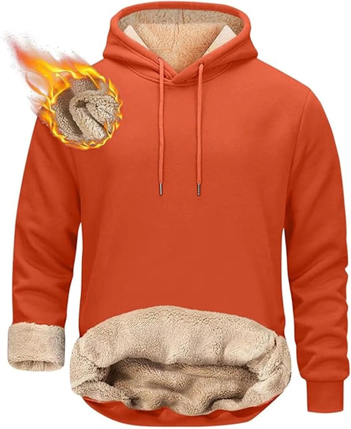 Warm Hoodies for Men 2024 Winter Fleece Heavyweight Thick Hoodie Pullover Sweatshirts Thermal Jacket with Pockets