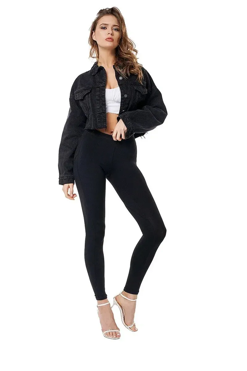 Washed Denim Cropped Jacket  Streetwear Summer Essential