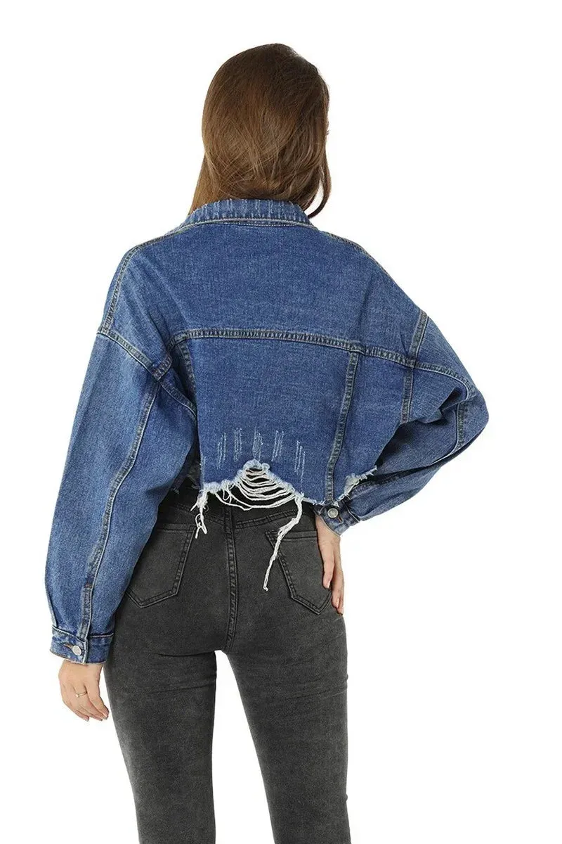 Washed Denim Cropped Jacket  Streetwear Summer Essential