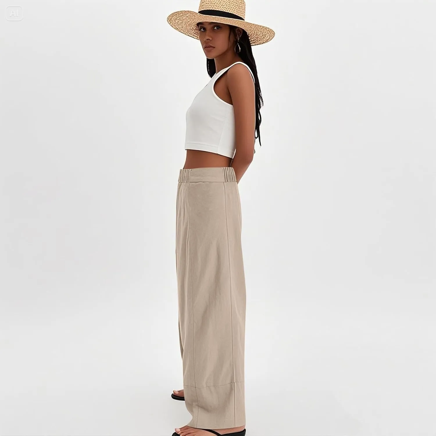 Wide Leg Linen Pants Women 2025 Summer High Waist Palazzo Pants Baggy Lightweight Boho Beach Lounge Trousers Pockets