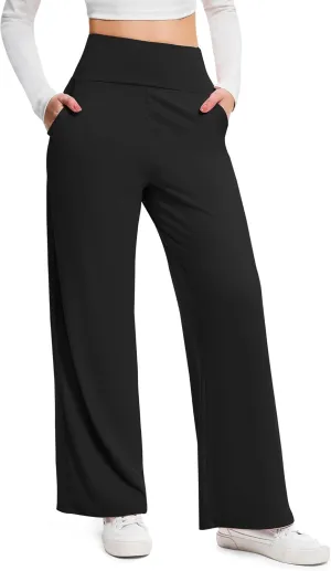Wide Leg Pants Woman High Waist Yoga Pants Casual Work Dress Pants Lounge Sweatpants Loose Trousers with Pockets