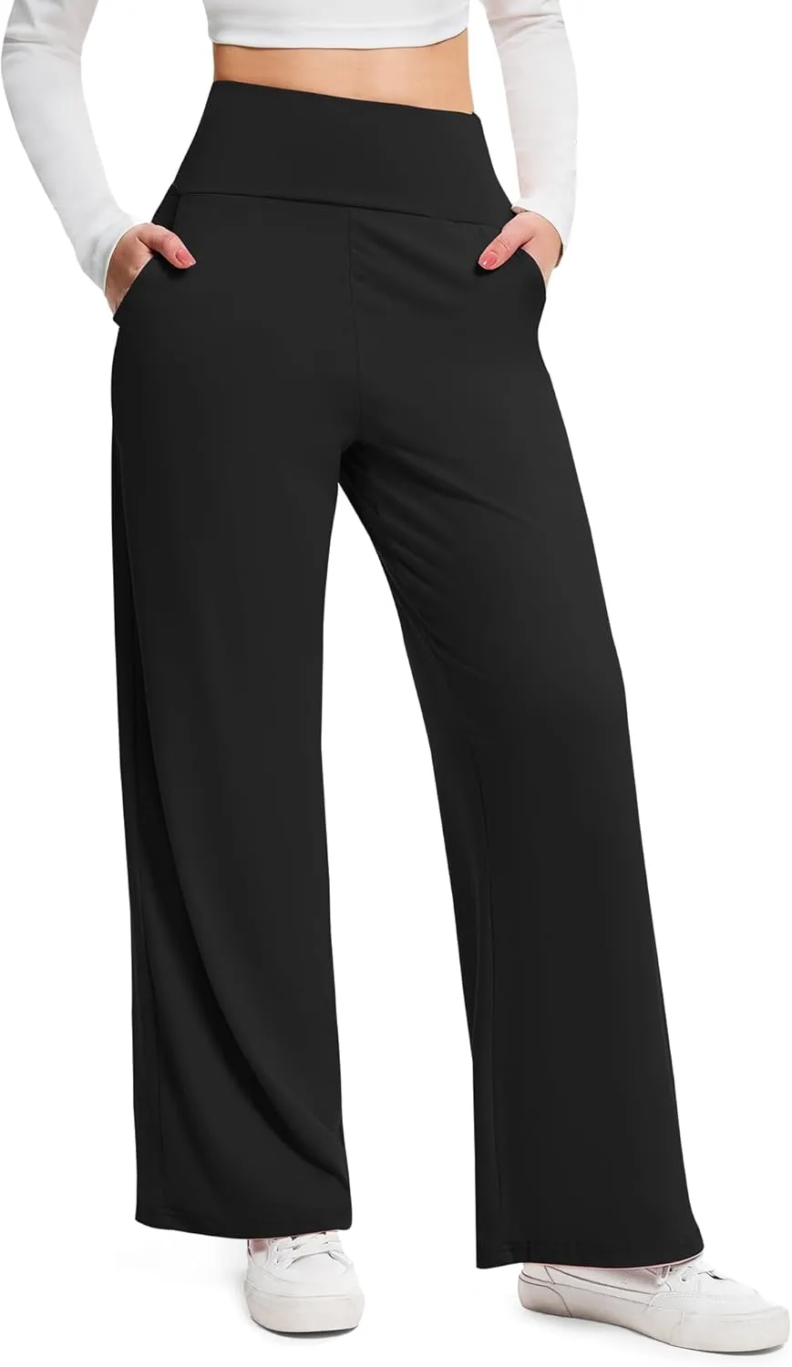 Wide Leg Pants Woman High Waist Yoga Pants Casual Work Dress Pants Lounge Sweatpants Loose Trousers with Pockets