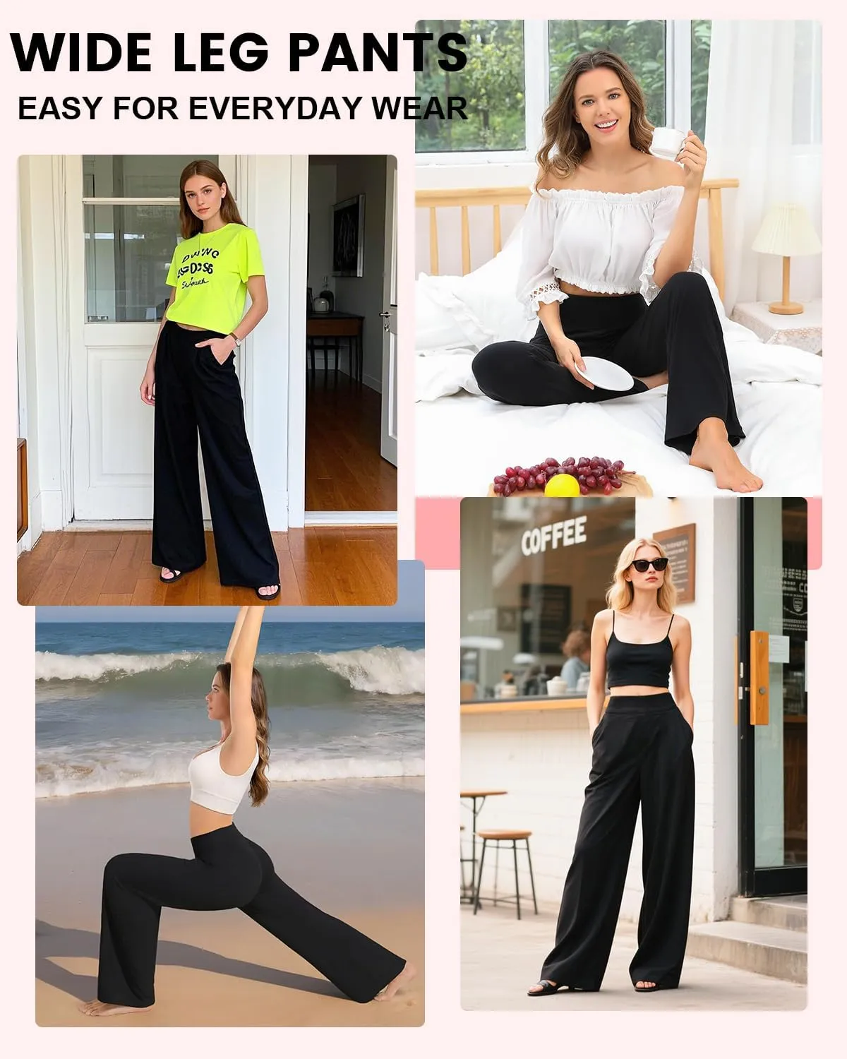 Wide Leg Pants Woman High Waist Yoga Pants Casual Work Dress Pants Lounge Sweatpants Loose Trousers with Pockets
