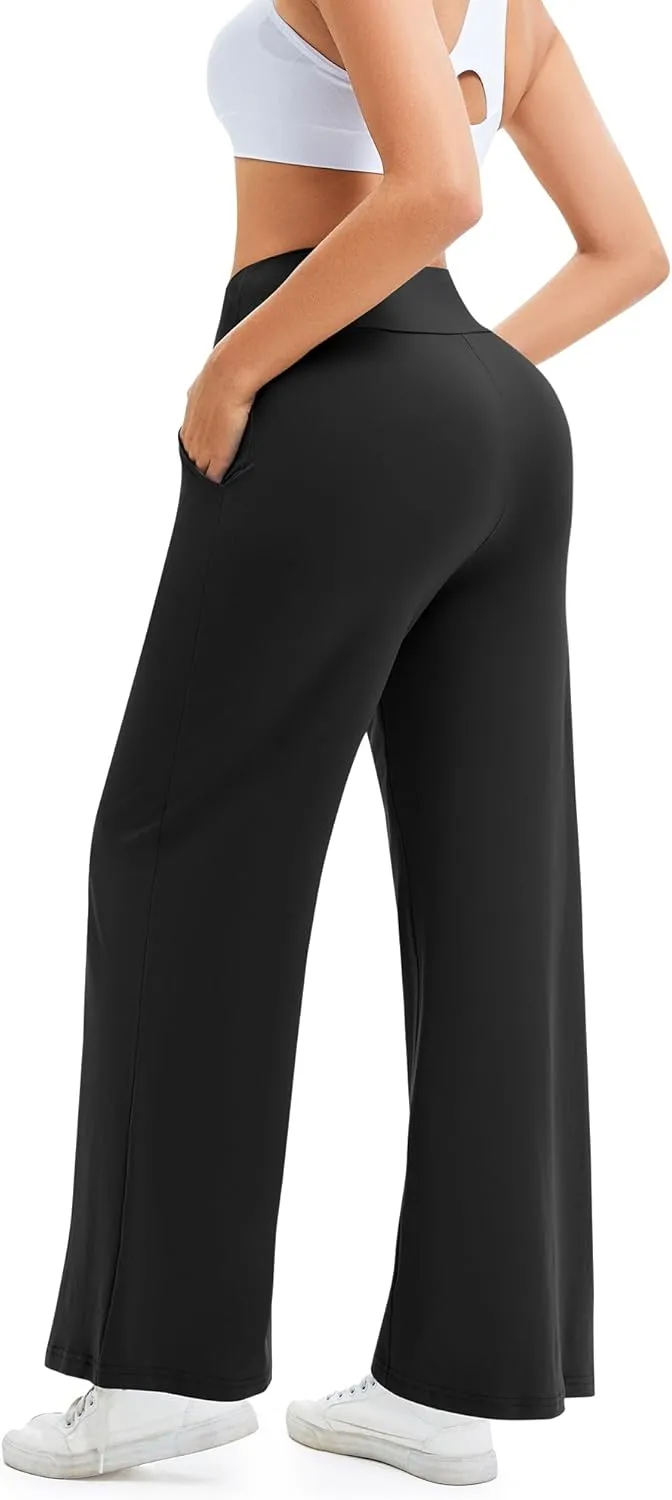Wide Leg Pants Woman High Waist Yoga Pants Casual Work Dress Pants Lounge Sweatpants Loose Trousers with Pockets