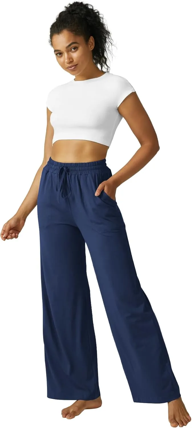 Wide Leg Pants Women High Waisted Slacks Lounge Baggy Flowy Palazzo Pants with Pockets
