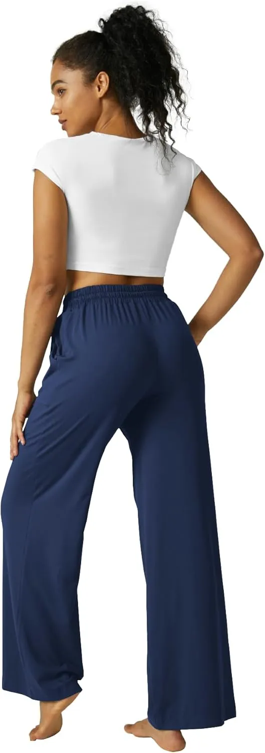 Wide Leg Pants Women High Waisted Slacks Lounge Baggy Flowy Palazzo Pants with Pockets