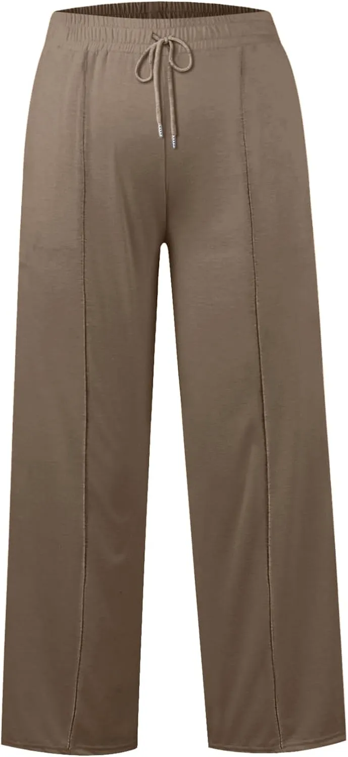 Wide Leg Sweatpants Women Baggy Drawstring Straight Leg Sweatpants High Waist Yoga Pants Lounge Pants with Pockets