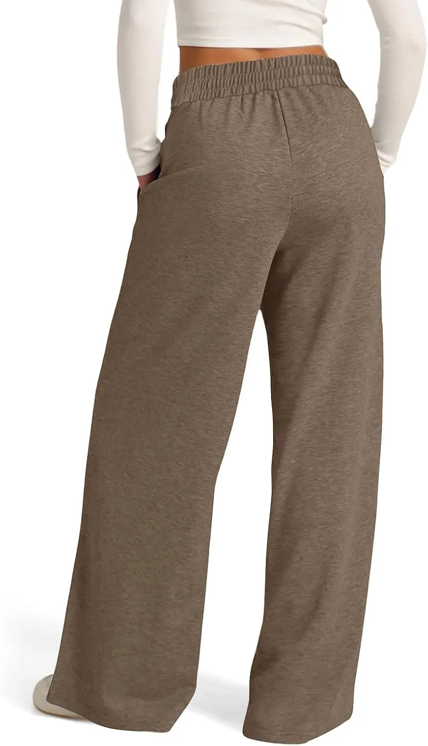 Wide Leg Sweatpants Women Baggy Drawstring Straight Leg Sweatpants High Waist Yoga Pants Lounge Pants with Pockets