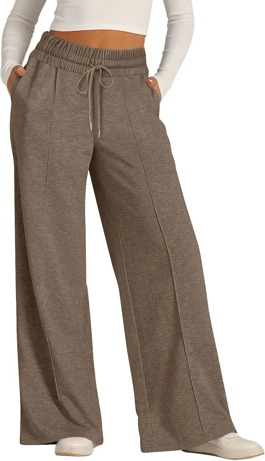 Wide Leg Sweatpants Women Baggy Drawstring Straight Leg Sweatpants High Waist Yoga Pants Lounge Pants with Pockets