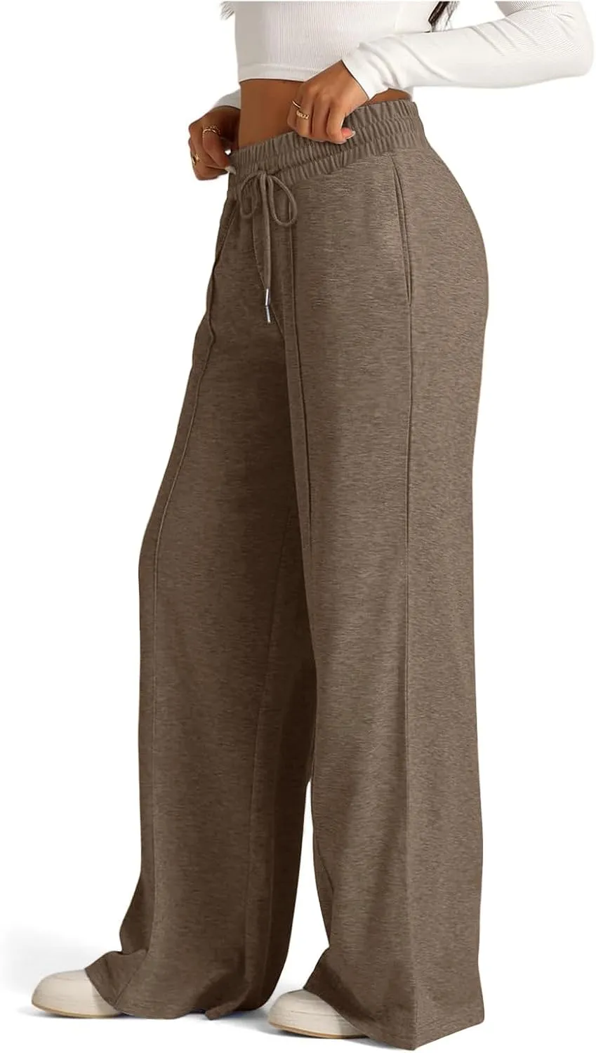 Wide Leg Sweatpants Women Baggy Drawstring Straight Leg Sweatpants High Waist Yoga Pants Lounge Pants with Pockets