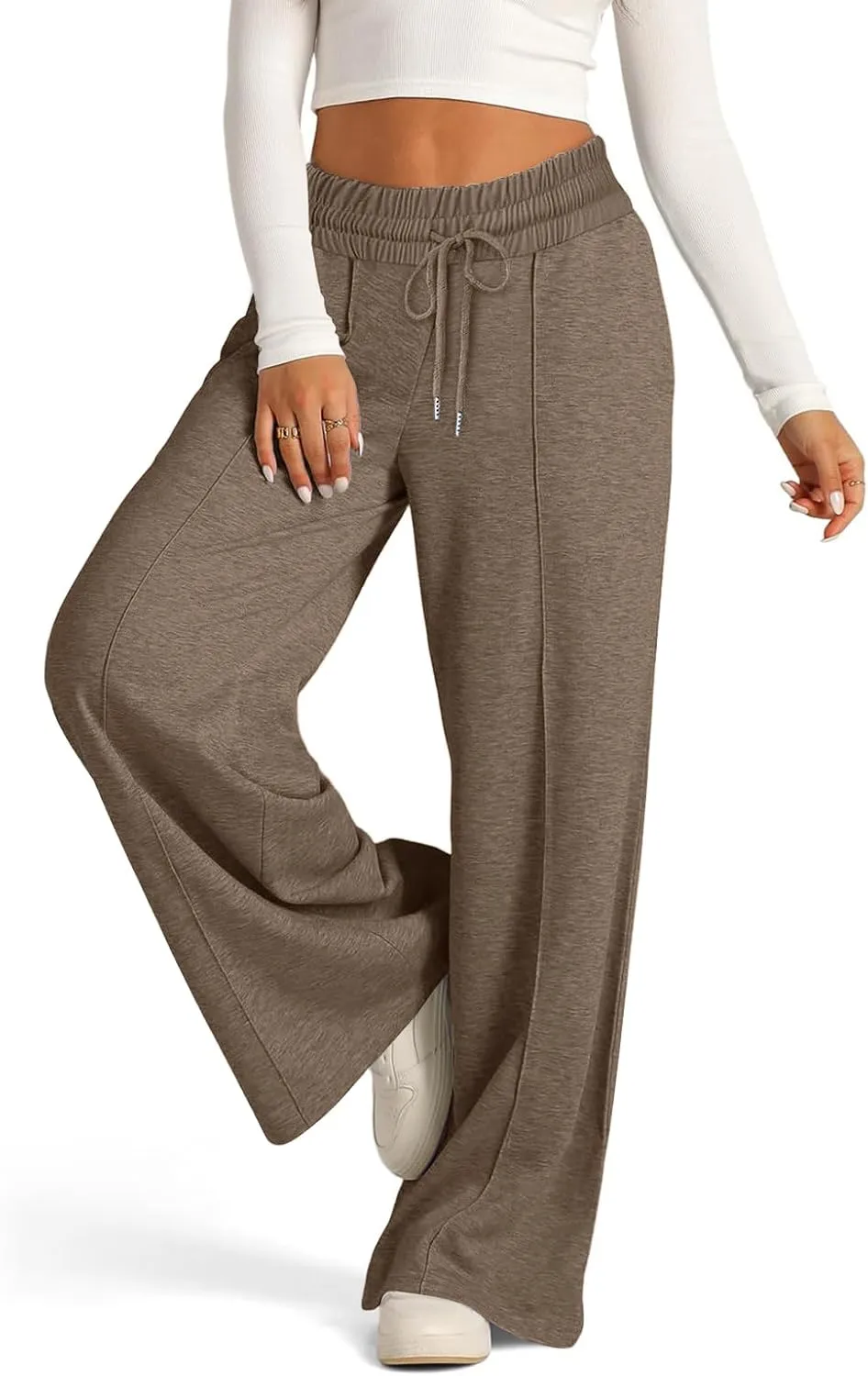Wide Leg Sweatpants Women Baggy Drawstring Straight Leg Sweatpants High Waist Yoga Pants Lounge Pants with Pockets
