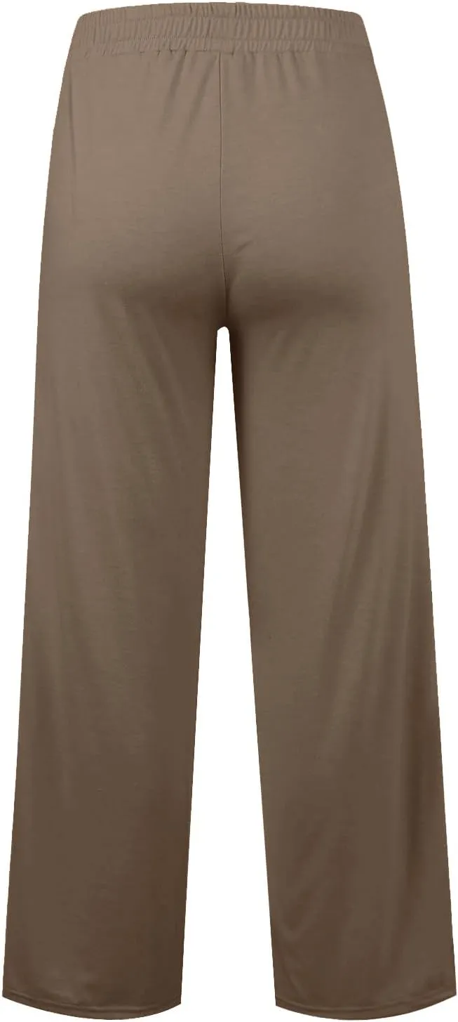 Wide Leg Sweatpants Women Baggy Drawstring Straight Leg Sweatpants High Waist Yoga Pants Lounge Pants with Pockets