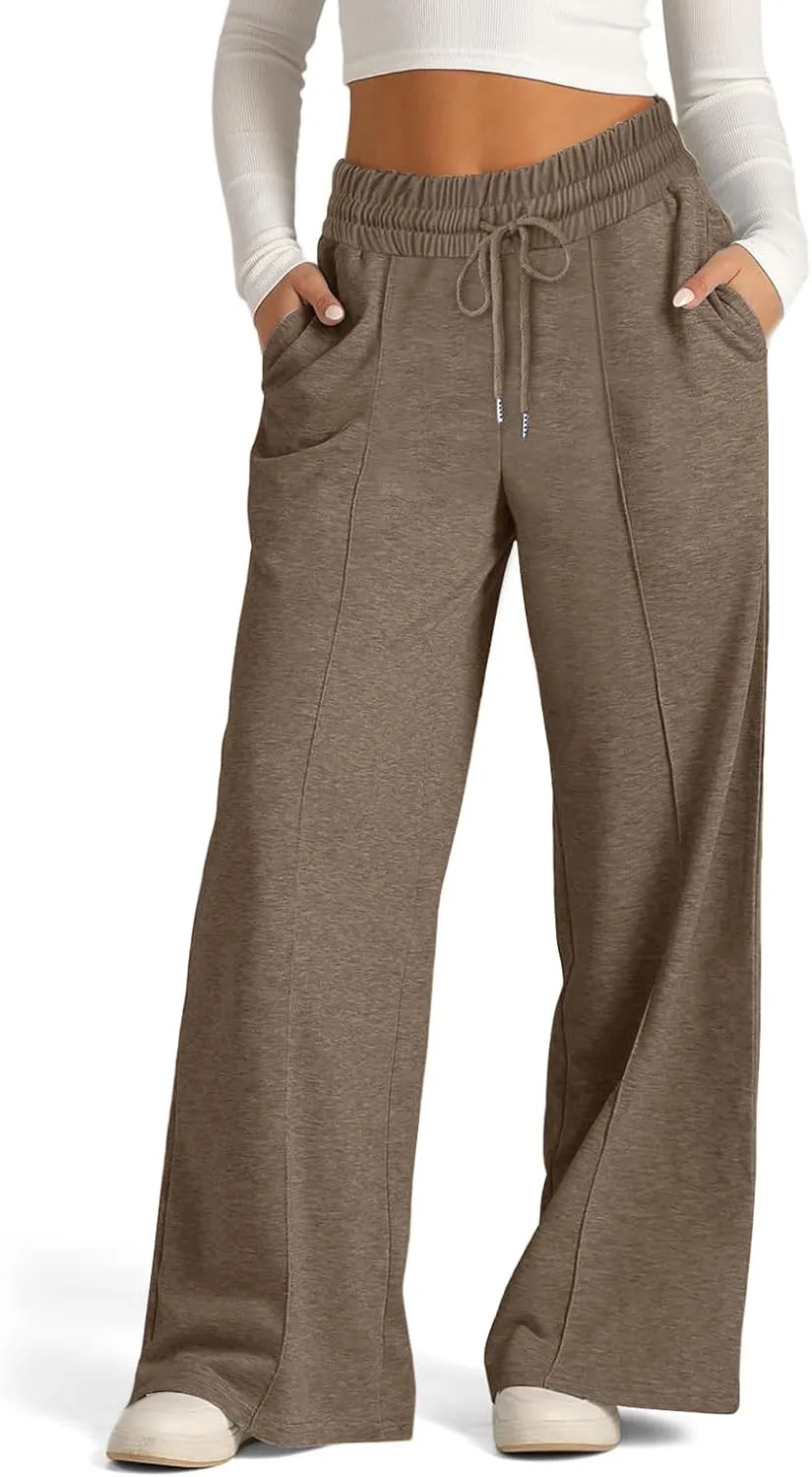 Wide Leg Sweatpants Women Baggy Drawstring Straight Leg Sweatpants High Waist Yoga Pants Lounge Pants with Pockets