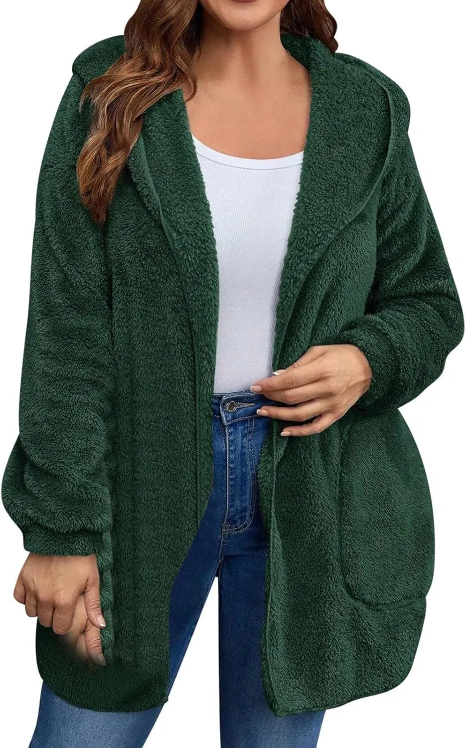 Winter Cardigan for Women Oversized Sherpa Jacket Fleece Long Sleeve Hoodies Casual Warm Coat Loose Fit Tops